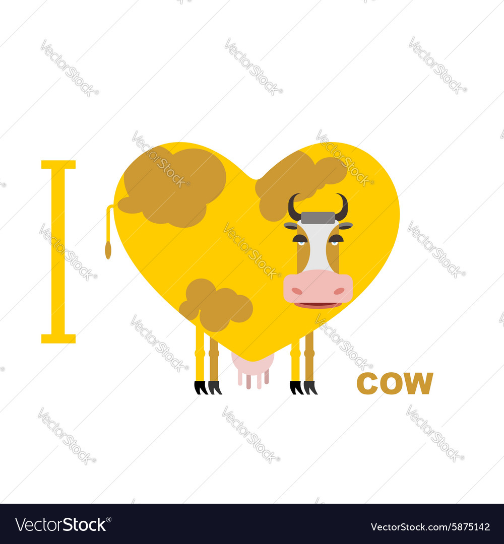 I love cow symbol heart of cows for lovers Vector Image