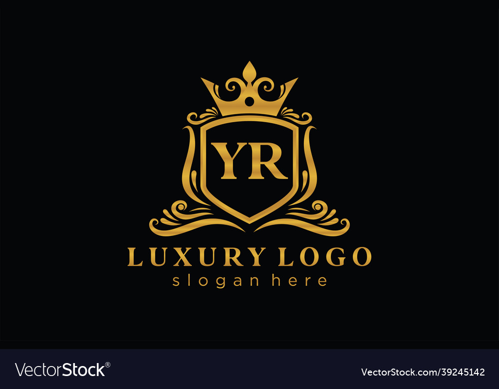 Initial yr letter royal luxury logo template Vector Image