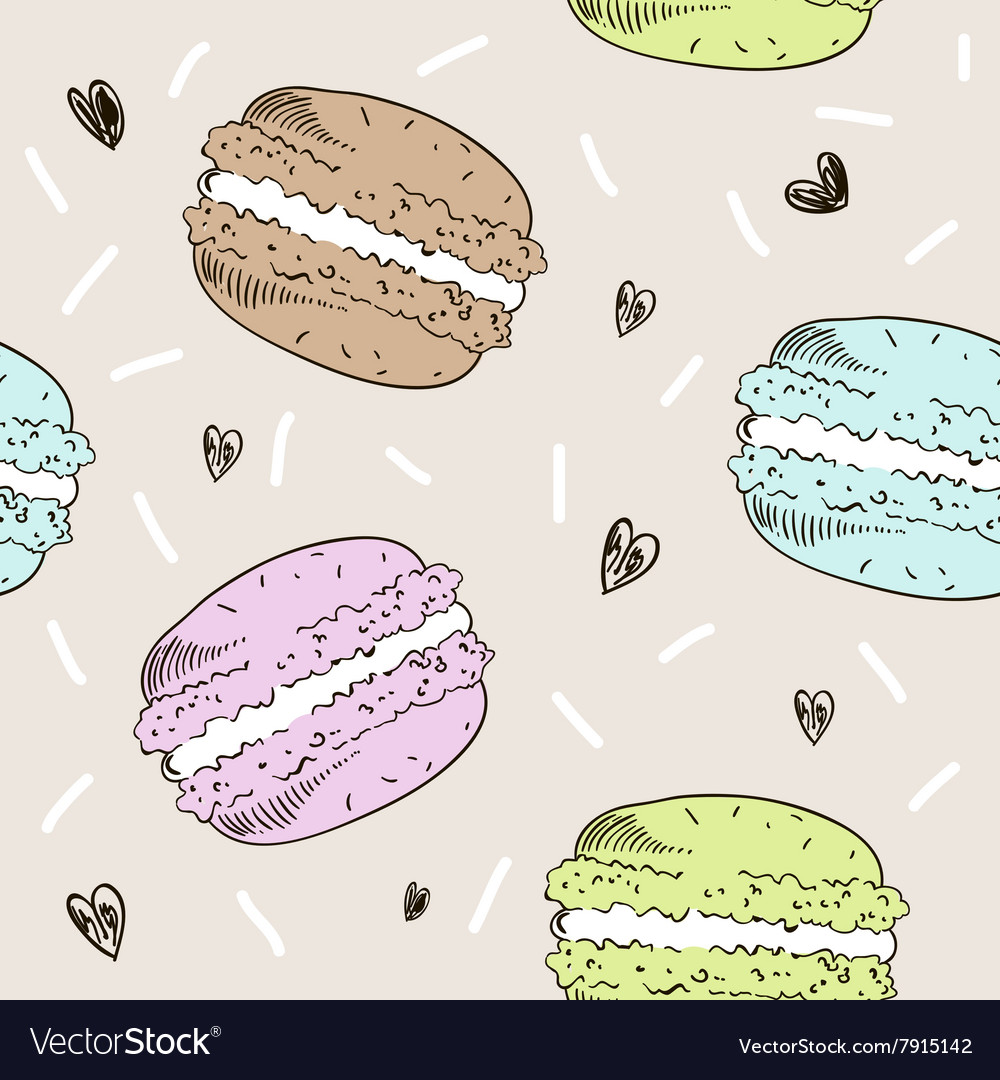 Seamless pattern with colorful macaroons