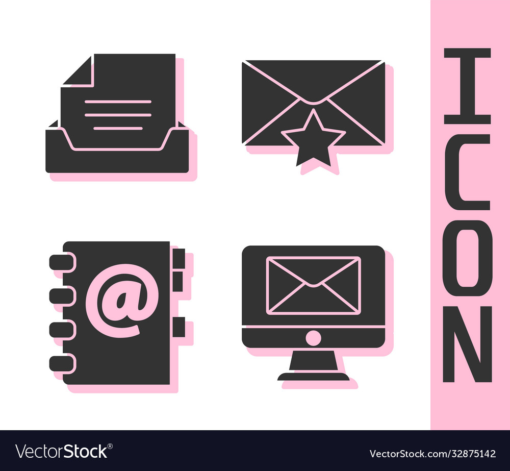 Set monitor and envelope drawer with document vector image Set monitor and envelope drawer with document