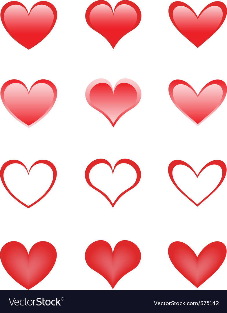 Set of the beautiful hearts Royalty Free Vector Image