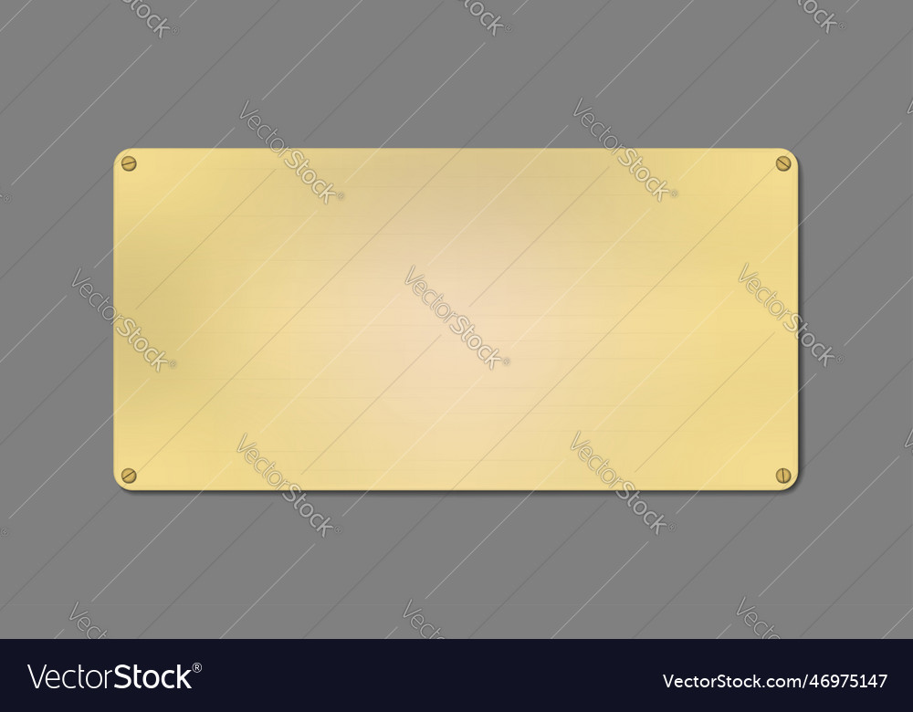 Blank golden metal plate with screws empty gold Vector Image