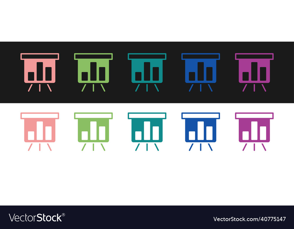Set board with graph chart icon isolated on black vector image Set board with graph chart icon isolated on black