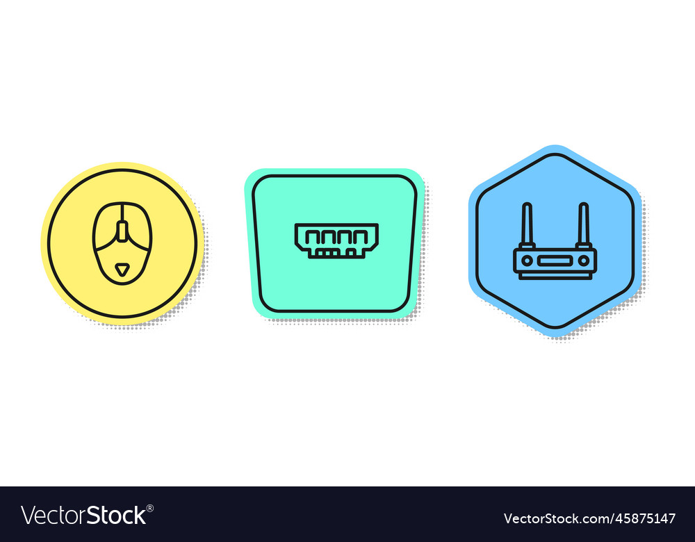Set line computer mouse ram random access memory vector image Set line computer mouse ram random access memory