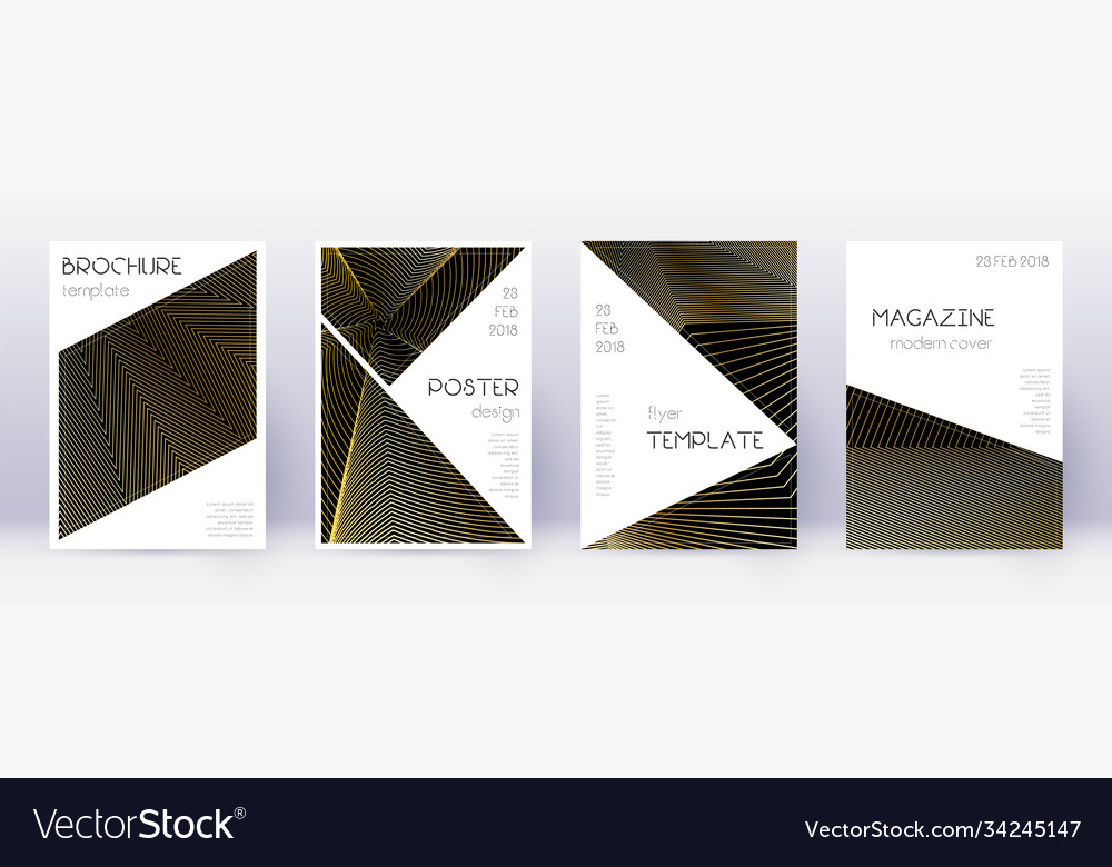 Triangle brochure design template set gold Vector Image