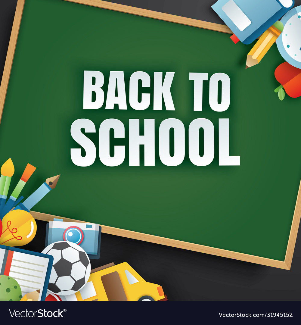 Back to school banner with education items Vector Image