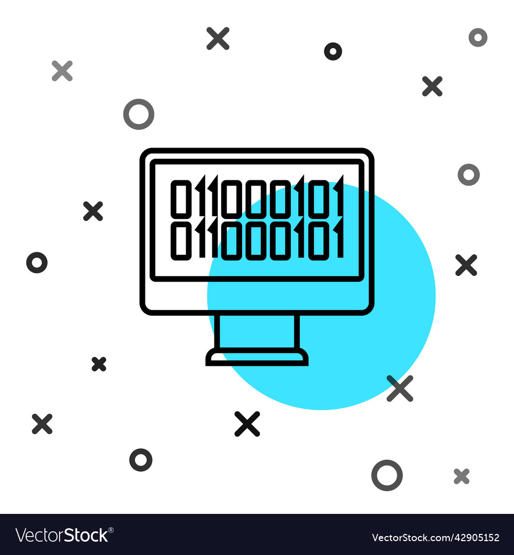 Black line binary code icon isolated on white vector image Black line binary code icon isolated on white