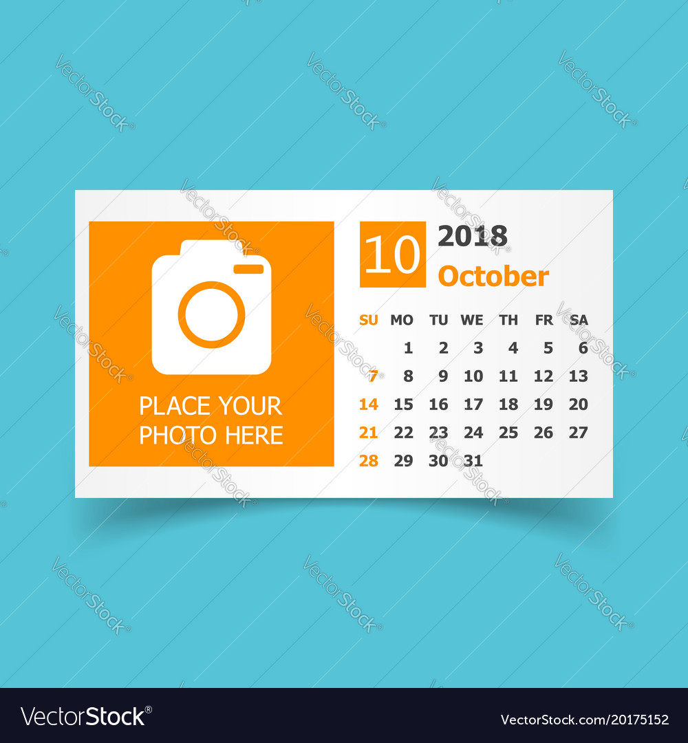 October 2018 calendar planner design Royalty Free Vector October 2018 calendar planner design Royalty Free Vector