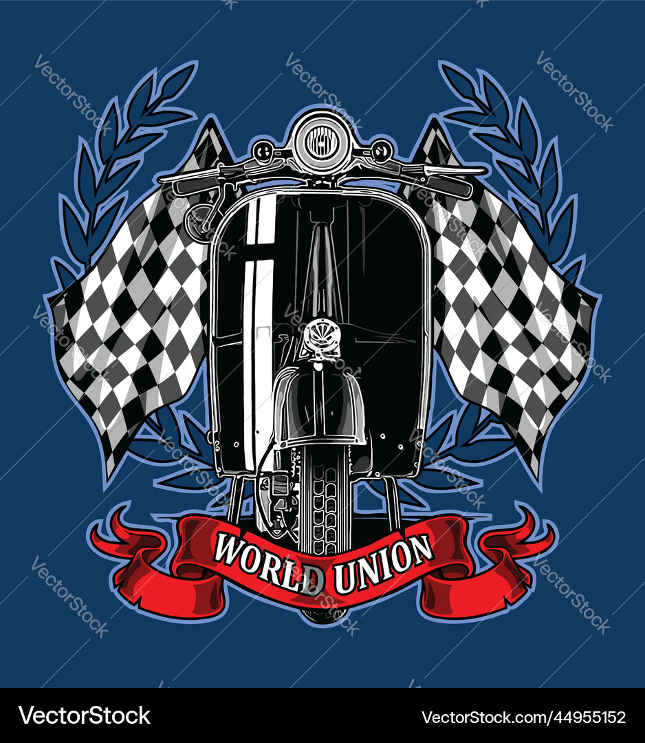 Scooter checkered flag background in maroon Vector Image