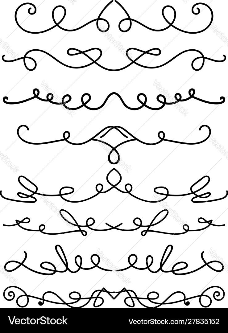 Set hand drawn calligraphic elements for Vector Image