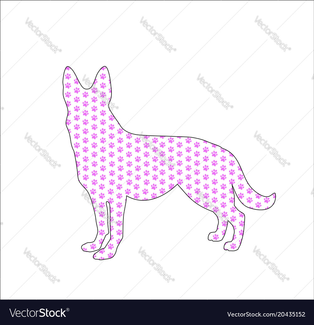 Silhouette of german shepherd filled with pink
