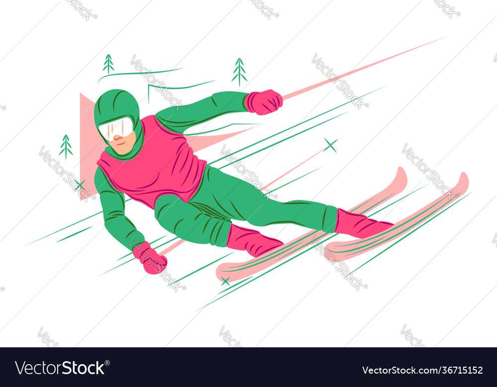 Skier in shadow sharp lines style