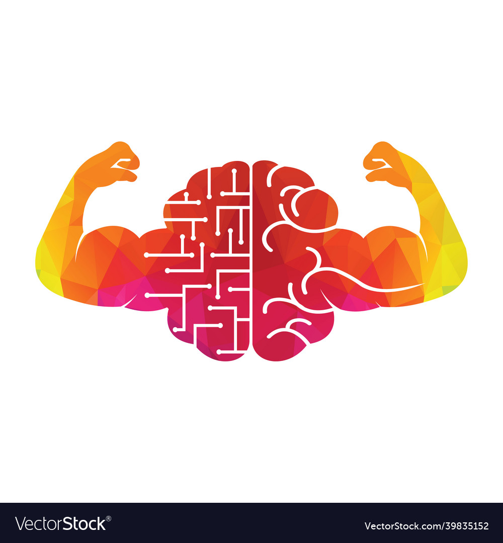 Strong technical brain logo design Royalty Free Vector Image