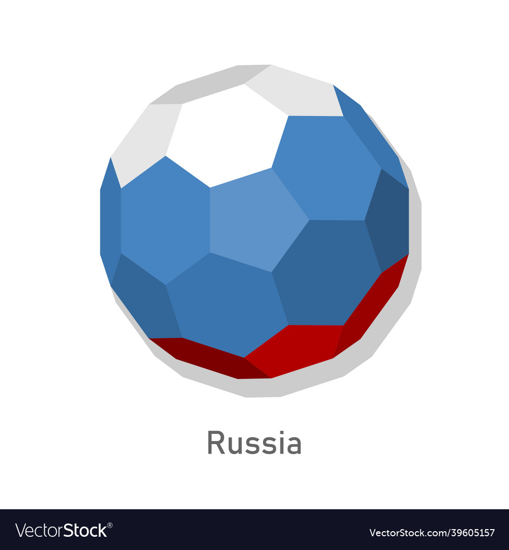 3d soccer ball with russia team flag