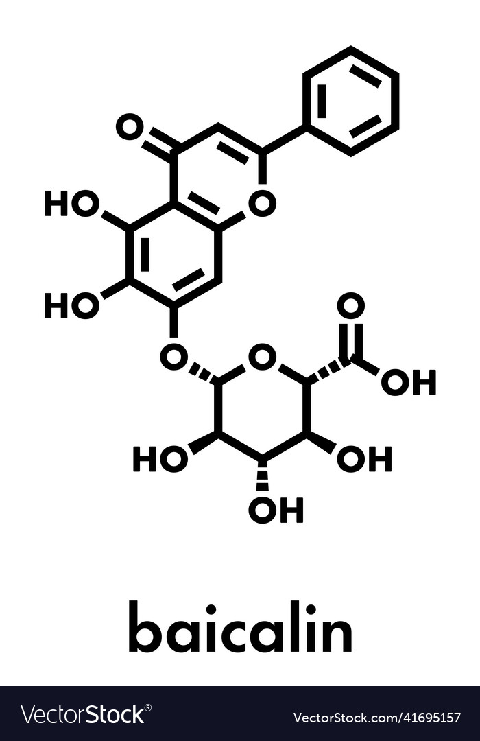 Baicalin flavonoid molecule skeletal formula