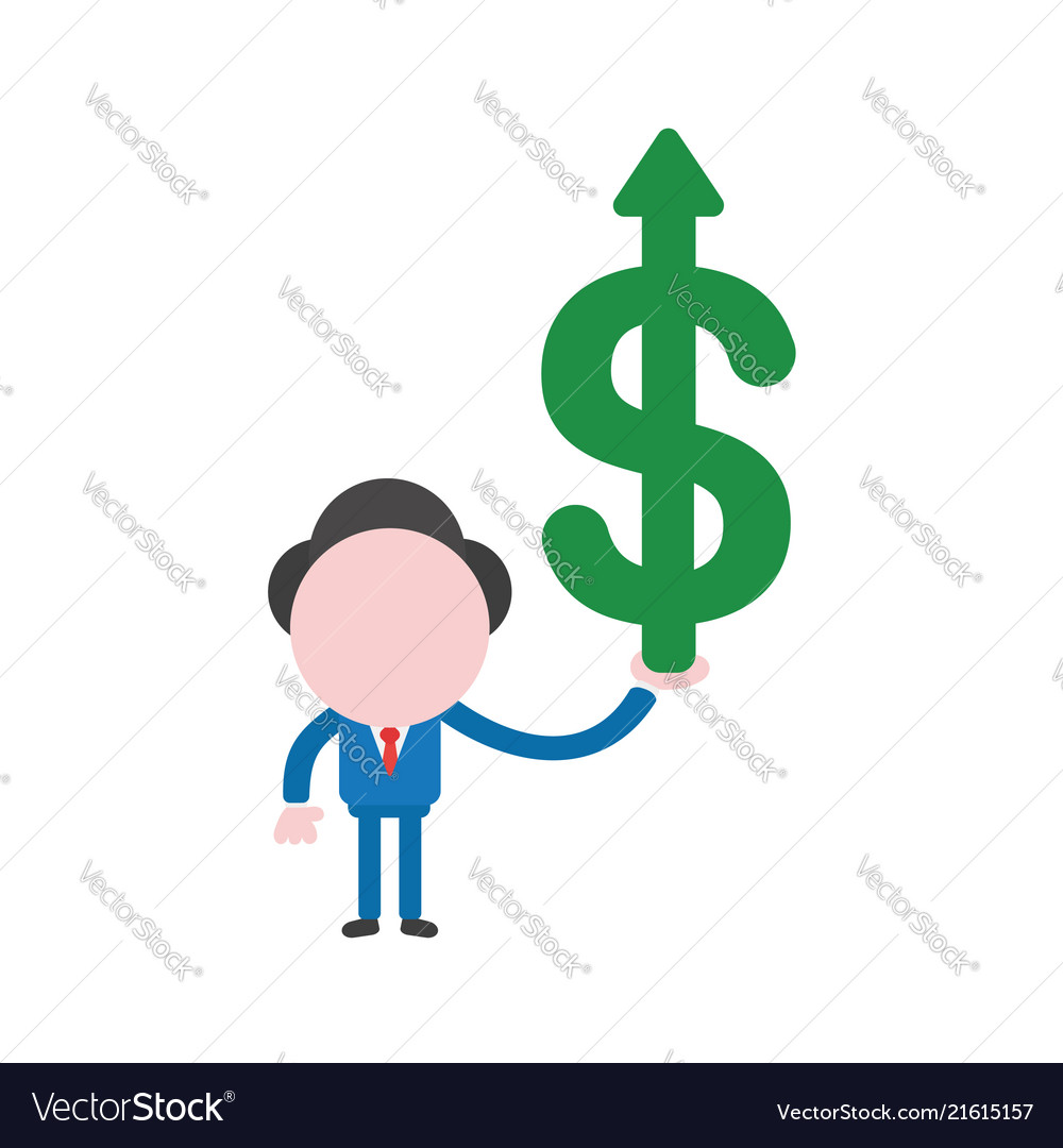 Businessman character holding dollar symbol Vector Image