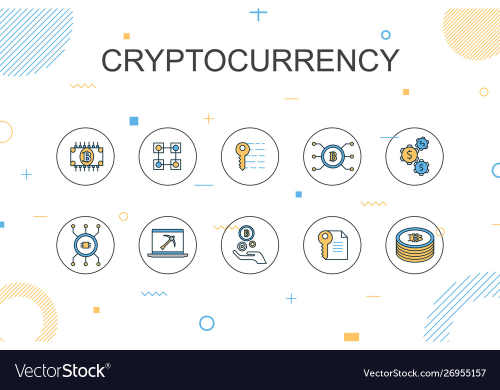 Cryptocurrency trendy infographic template thin