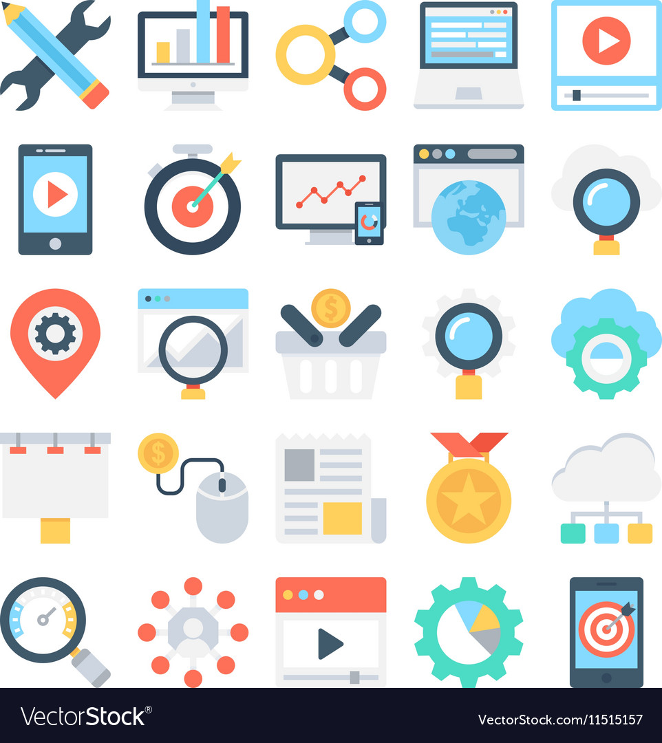 Digital marketing colored icons 3