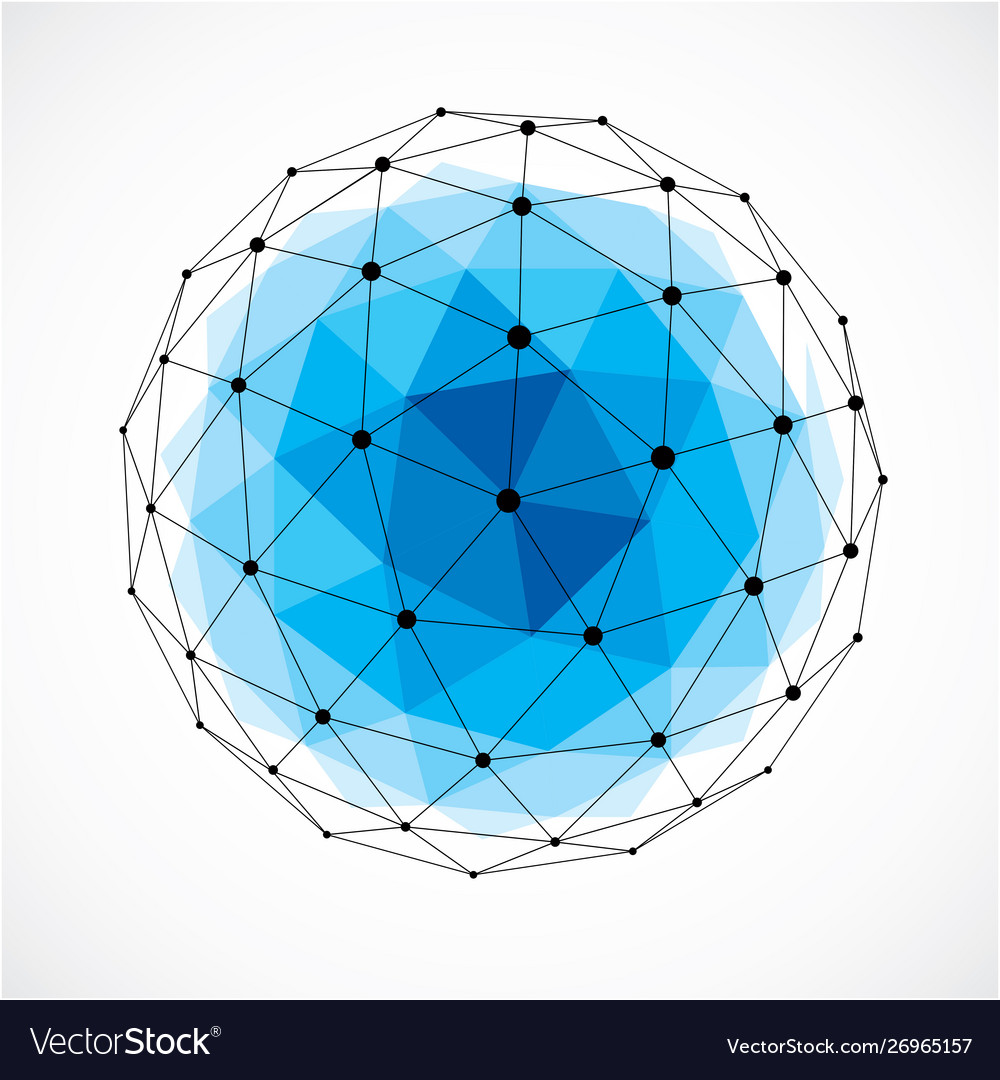 Dimensional wireframe low poly object blue