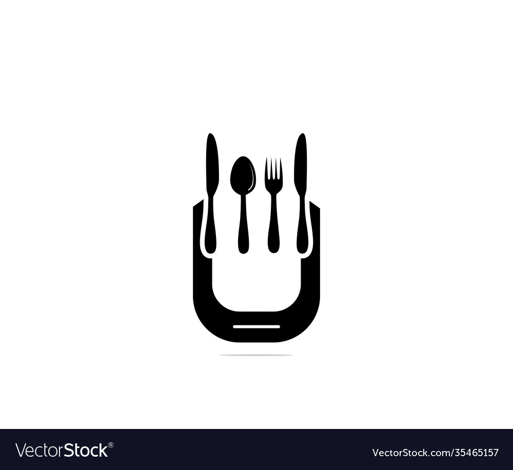 Eating application logo design silhouette