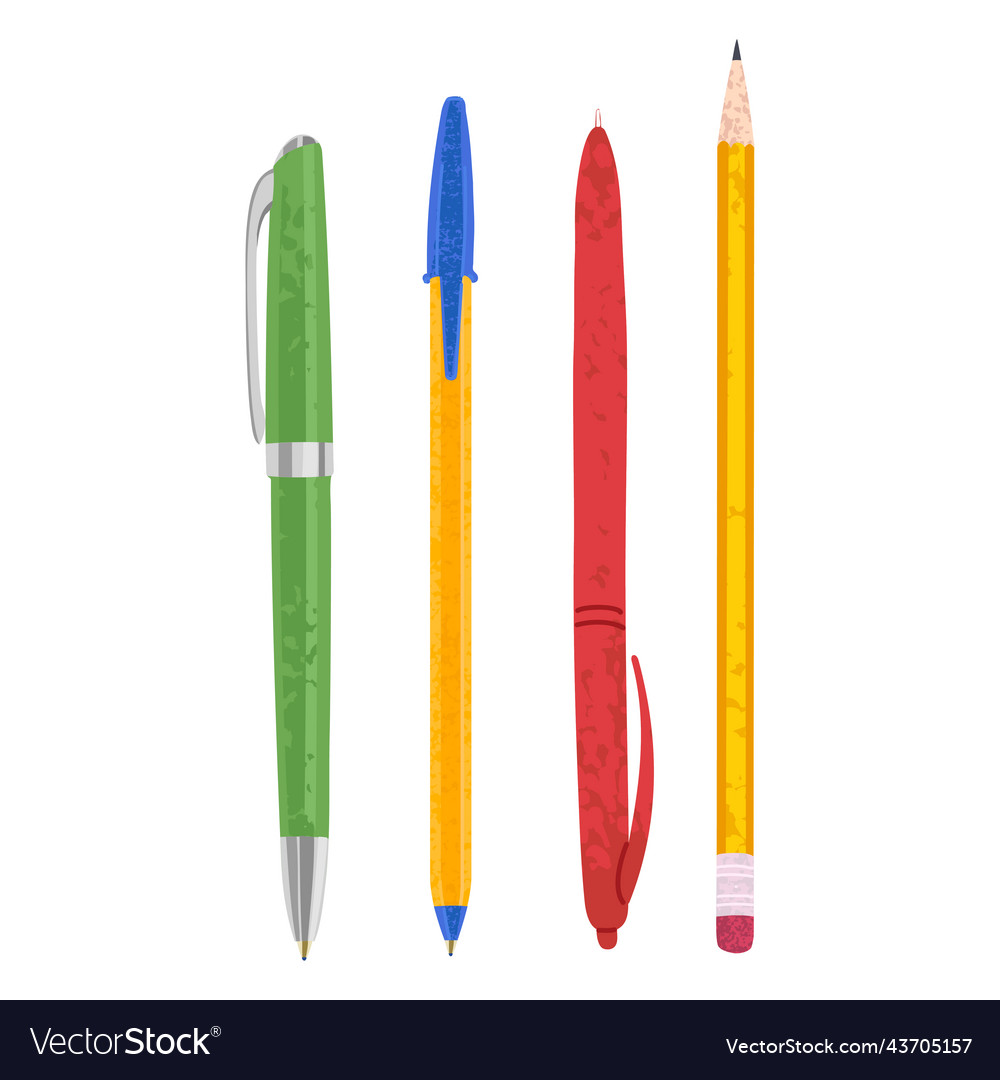 Hand drawn of pens and pencils Royalty Free Vector Image