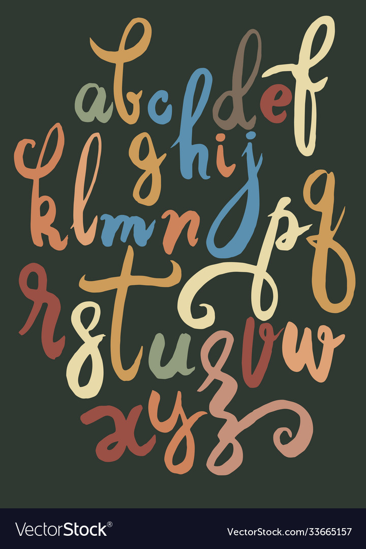 Handwritten brush script letters isolated
