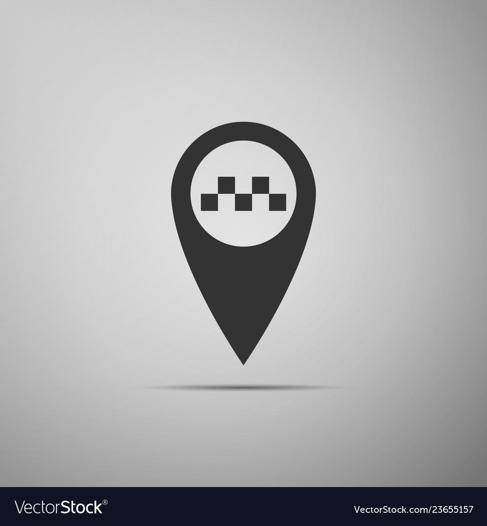Map pointer with taxi icon isolated vector image Map pointer with taxi icon isolated