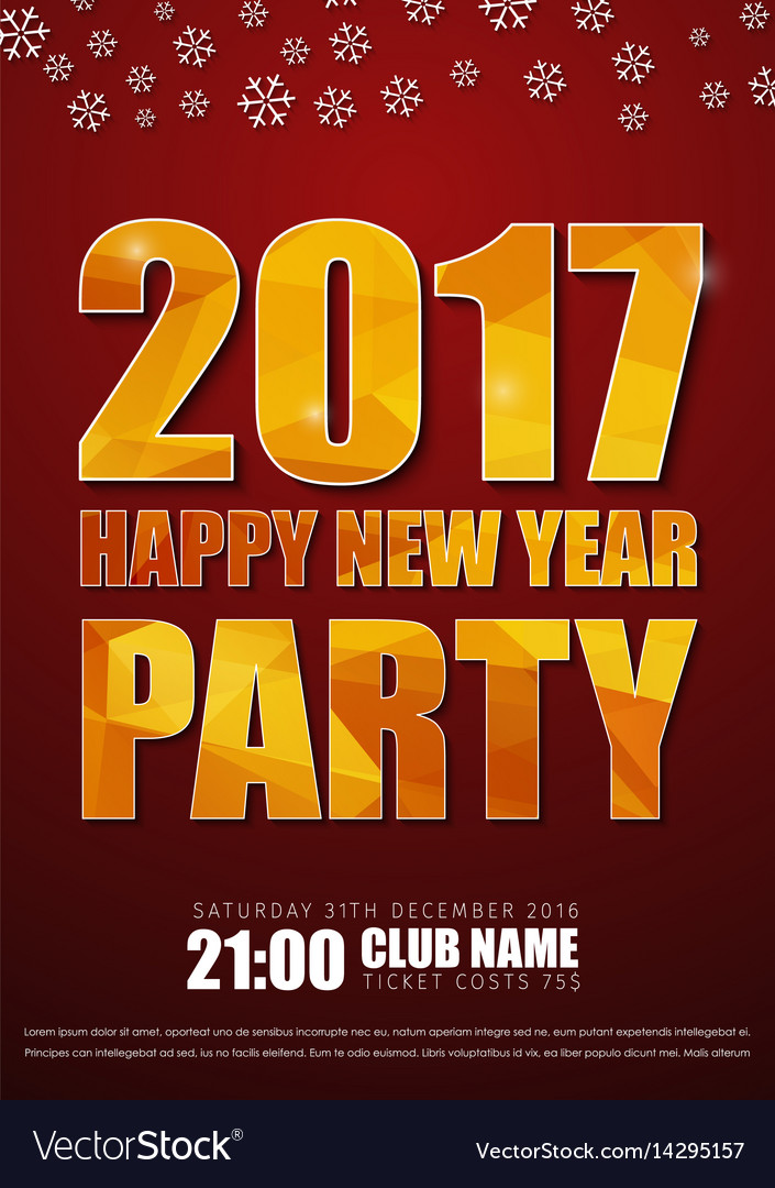 redr posters for the new years party in 2017 vector image