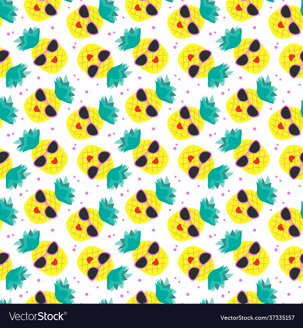 Seamless pattern with colorful pineapples vector image Seamless pattern with colorful pineapples