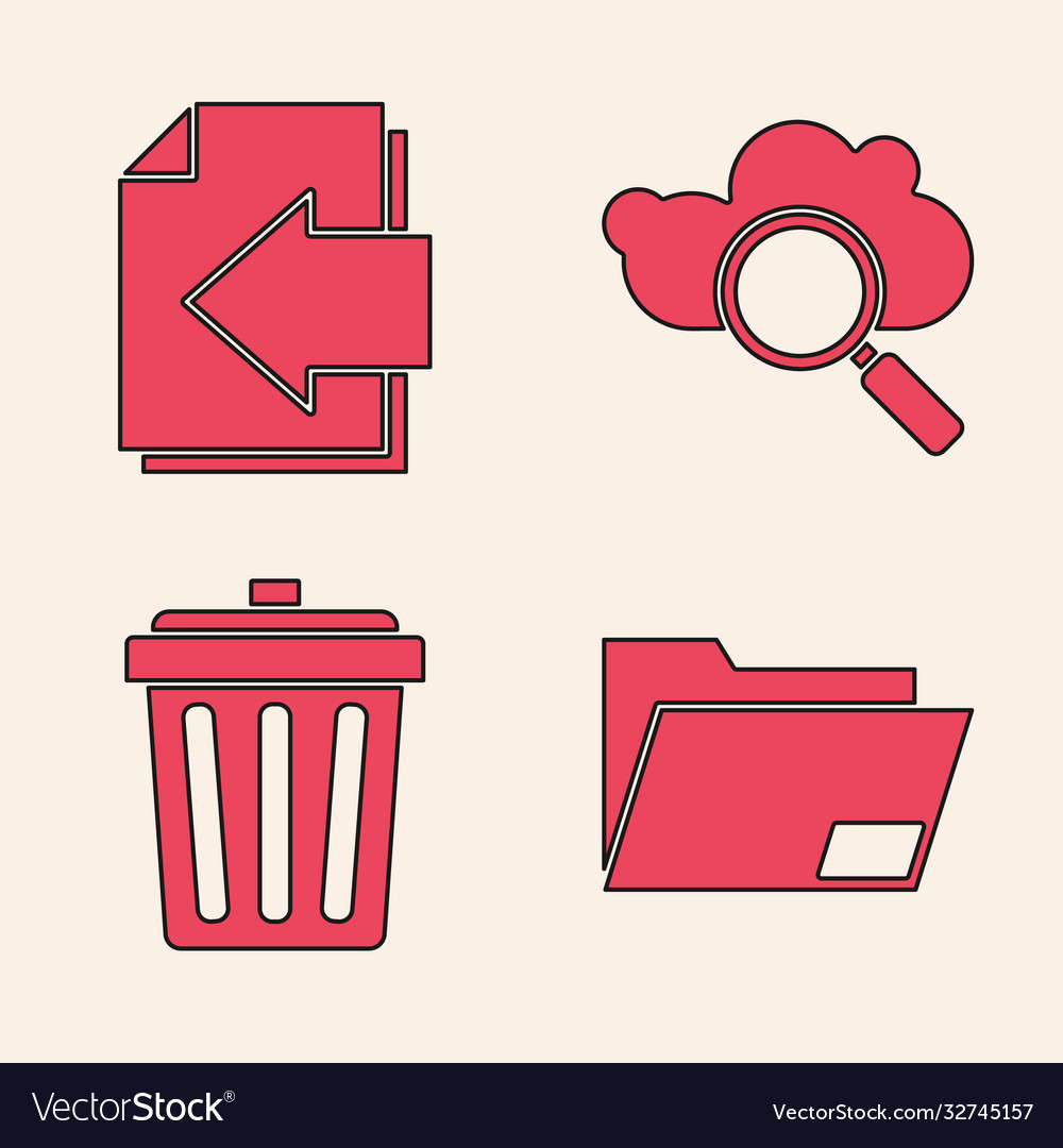 Set document folder next page arrow search cloud vector image Set document folder next page arrow search cloud