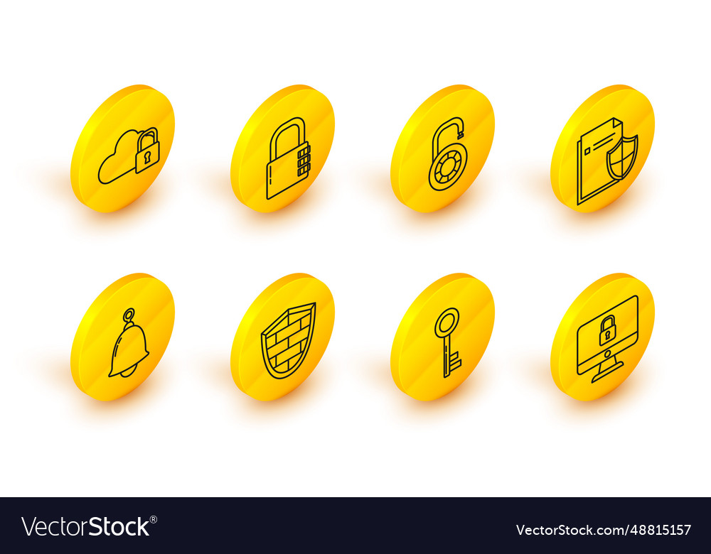 Set line lock on computer monitor screen key vector image Set line lock on computer monitor screen key