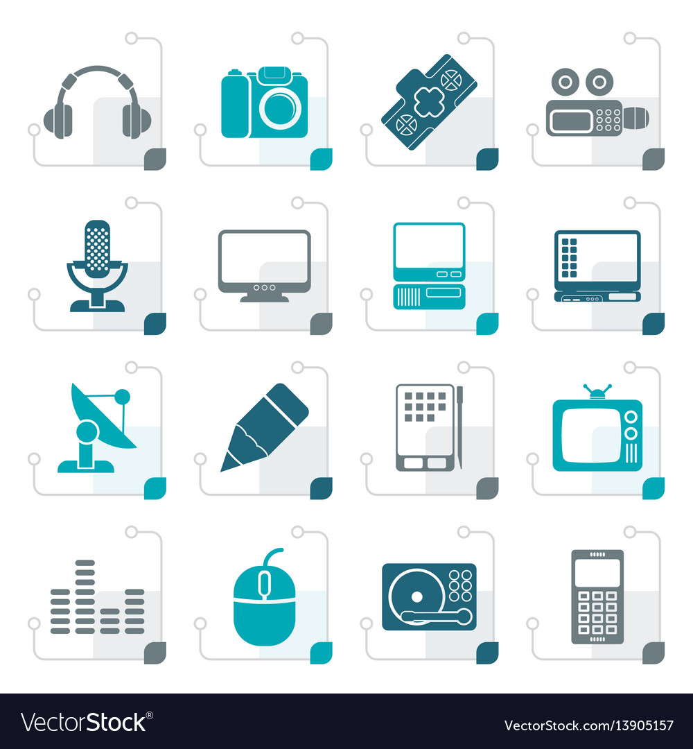 Stylized media equipment icons