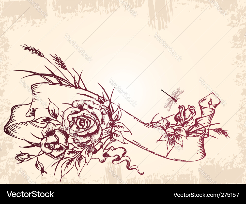 Vintage Banner With Roses Royalty Free Vector Image