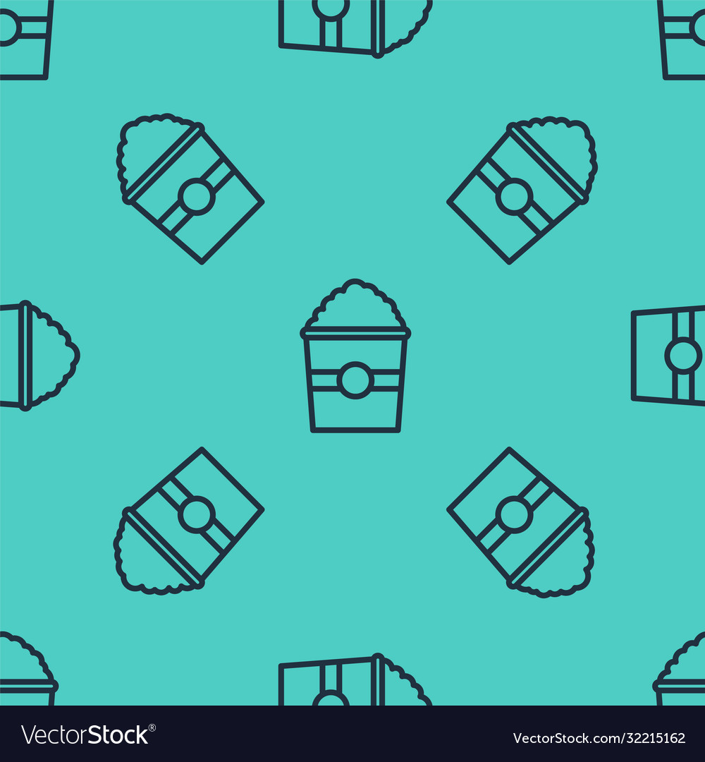 Schwarze Linie Popcorn in Karton-Box-Symbol isoliert vector image Schwarze Linie Popcorn in Karton-Box-Symbol isoliert