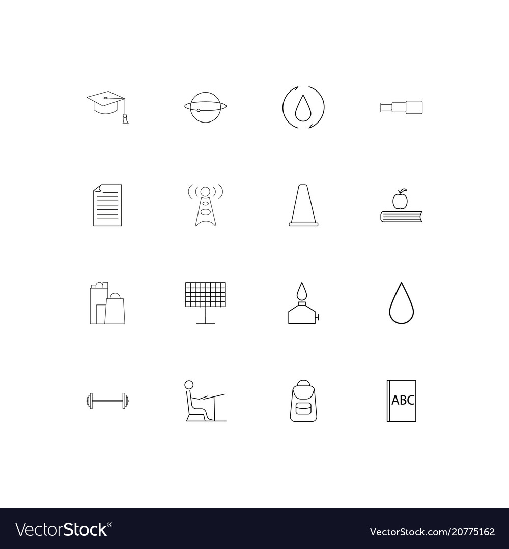Education and science linear thin icons set