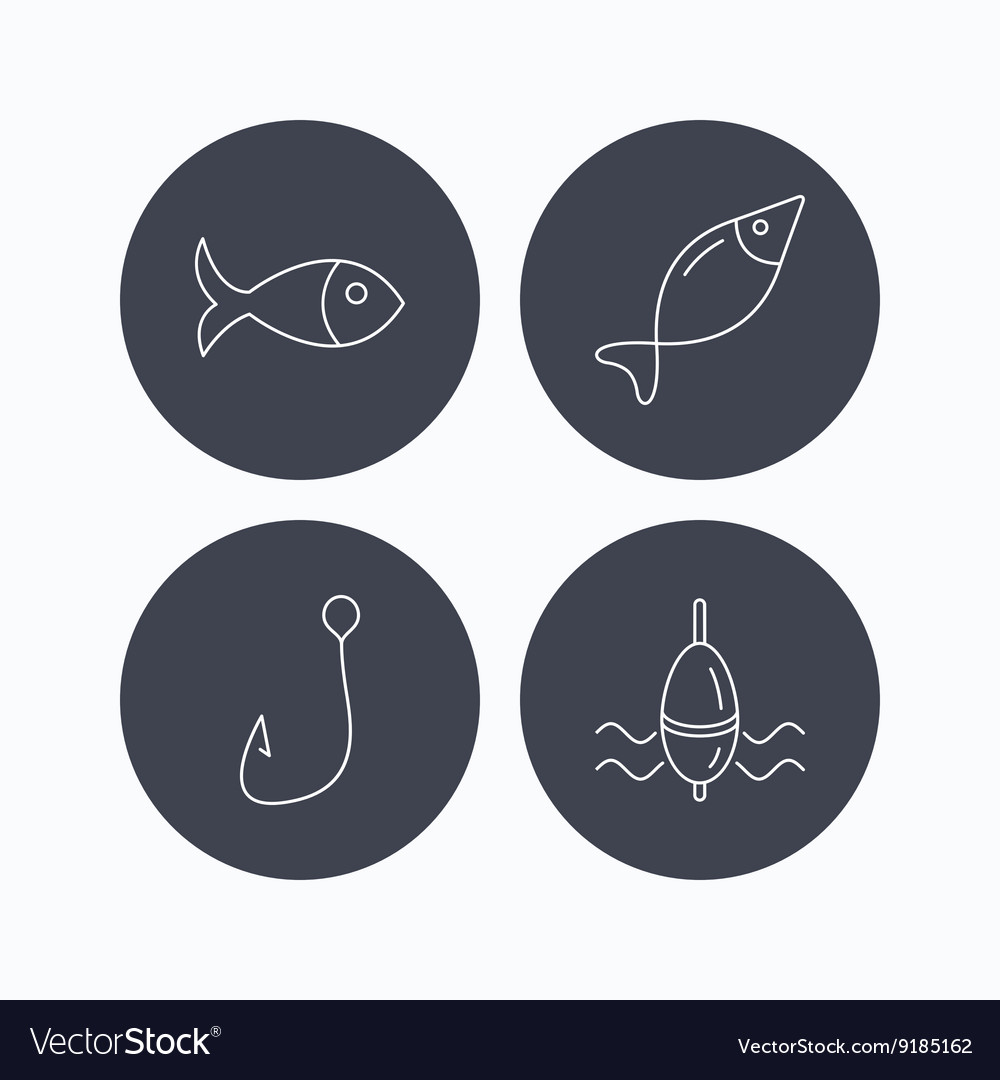 Fishing hook and float icons Royalty Free Vector Image