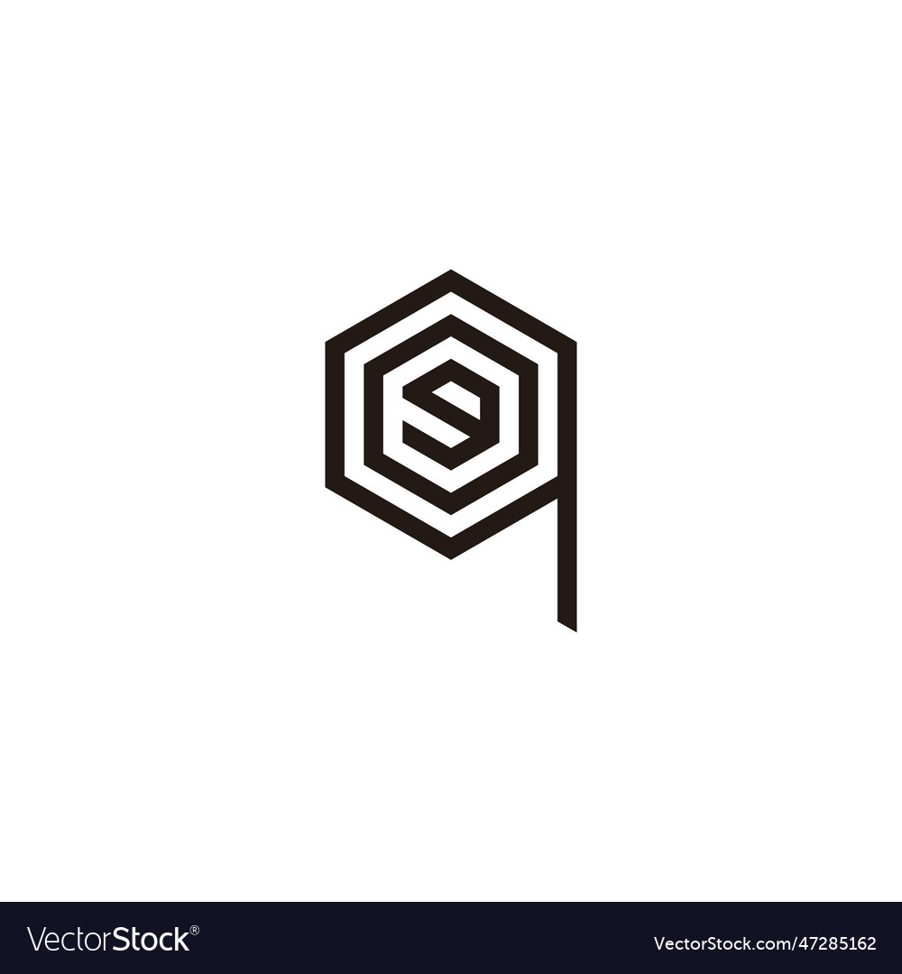 Letter g o and q hexagon lines geometric symbol