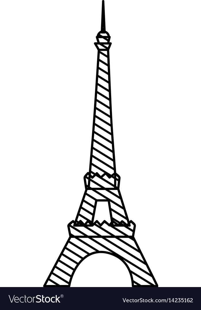 Monochrome silhouette of eiffel tower to striped