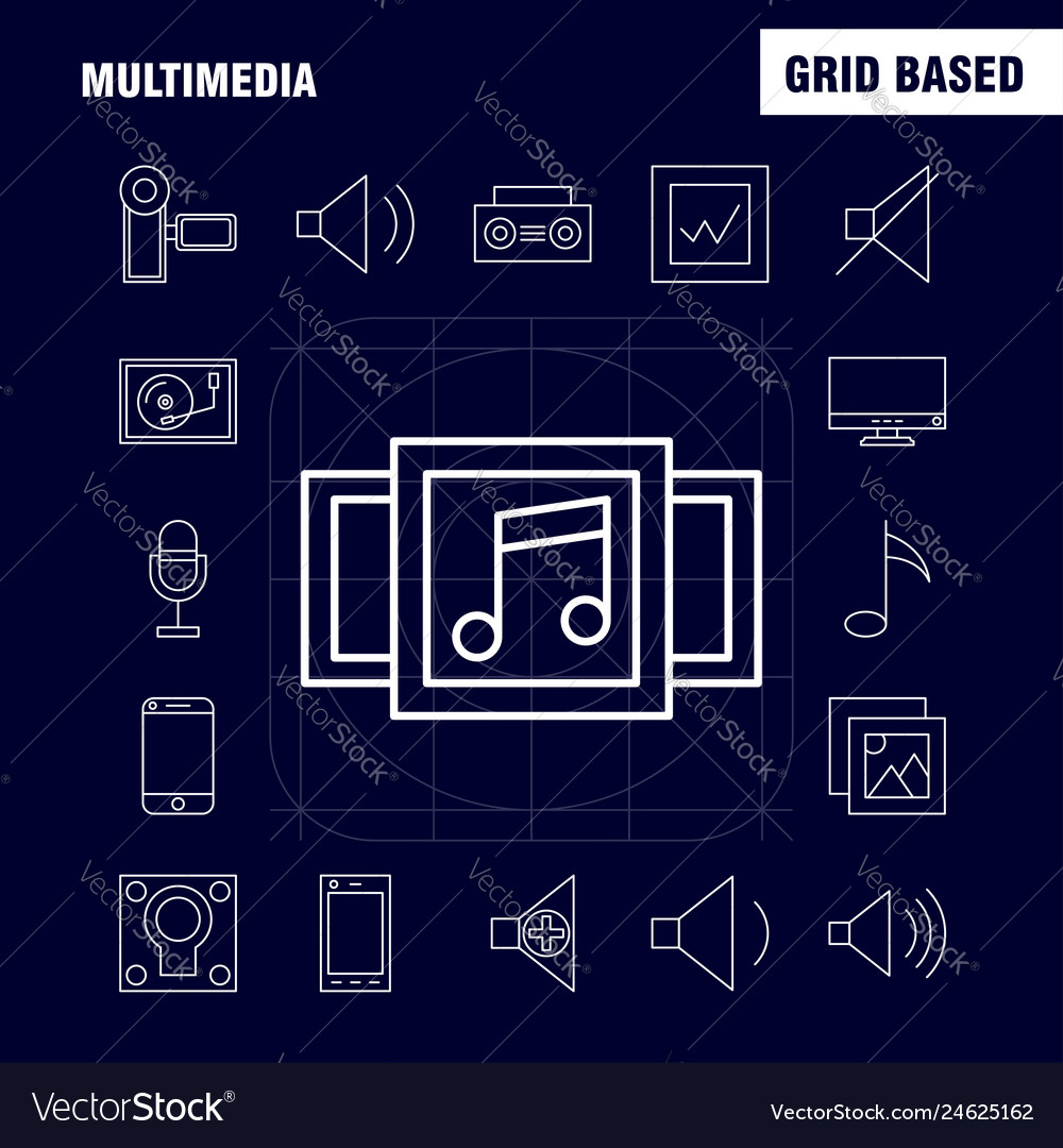 Multimedia line icon for web print and mobile vector image Multimedia line icon for web print and mobile