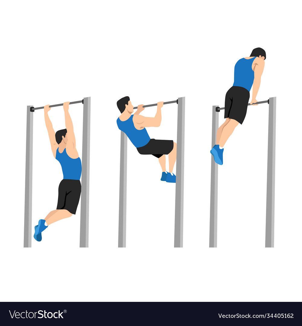 Muscle up on bar calisthenics movement Royalty Free Vector