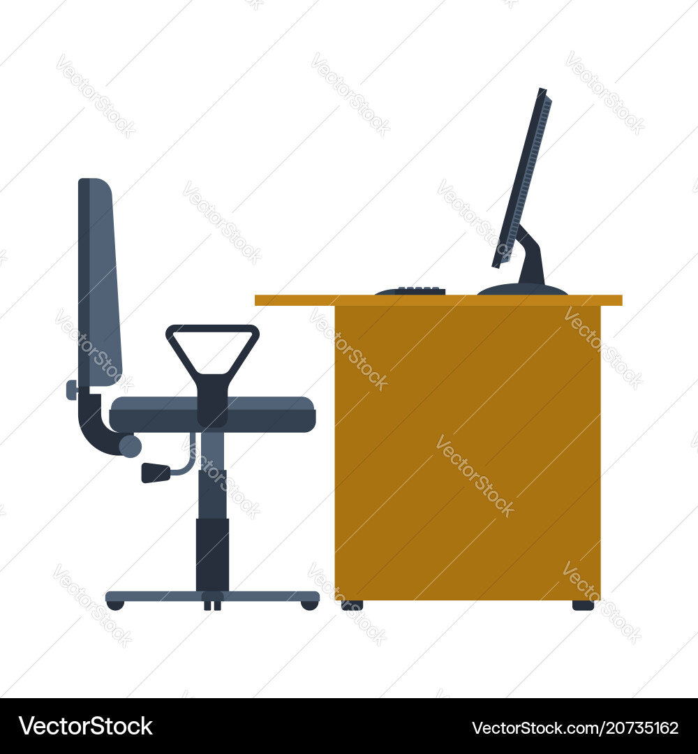 Office workplace table and computer working Vector Image