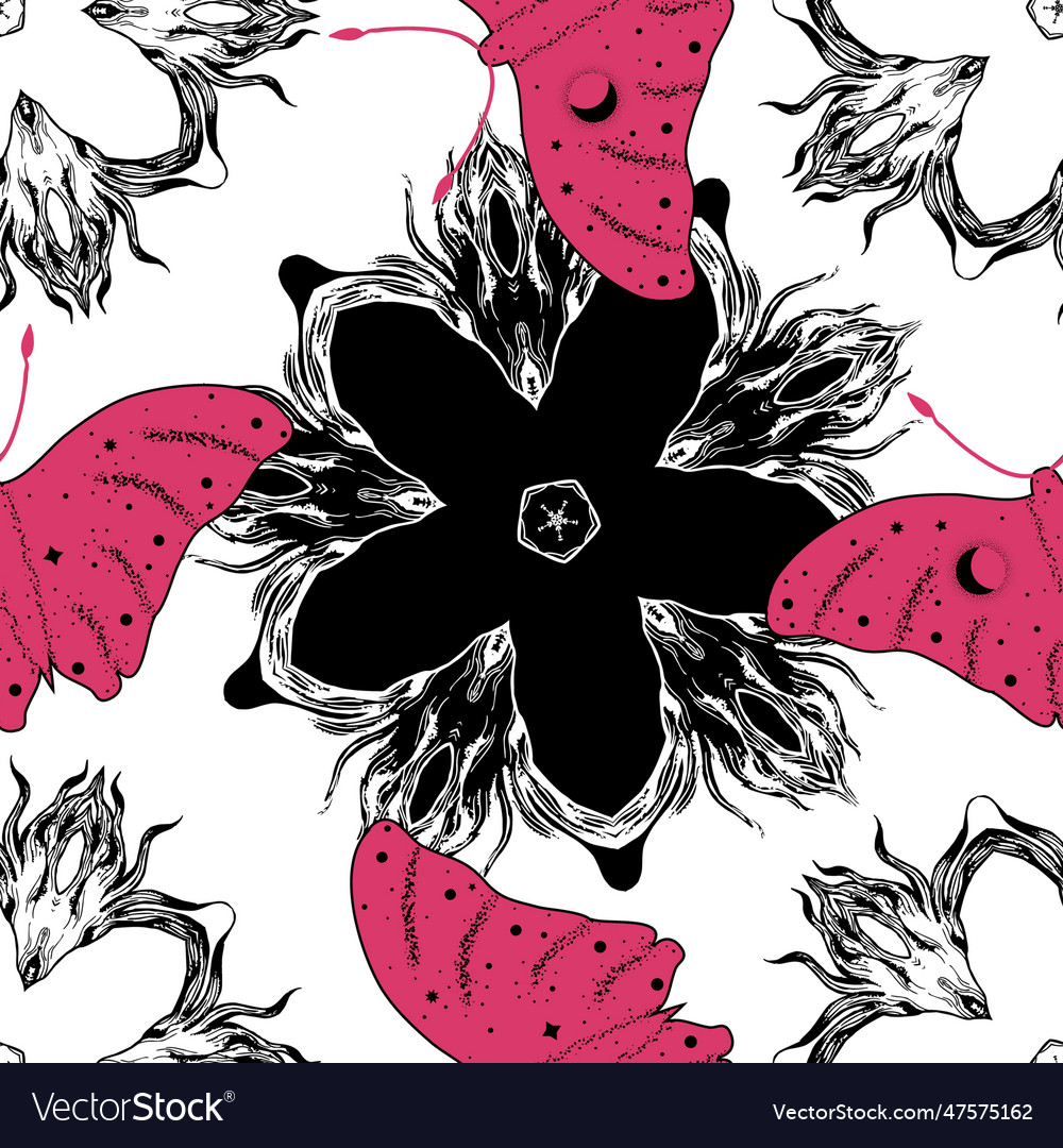 Seamless bohemian pattern with butterfly vector image Seamless bohemian pattern with butterfly