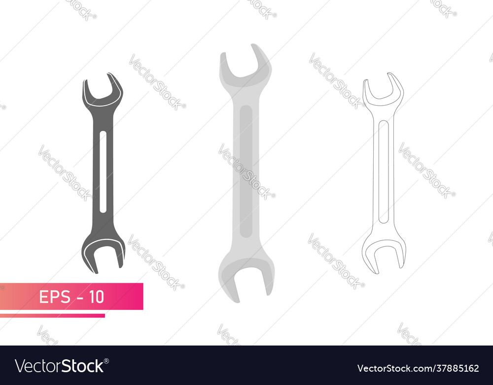 Set spanner for nuts linear solid and realistic vector image Set spanner for nuts linear solid and realistic