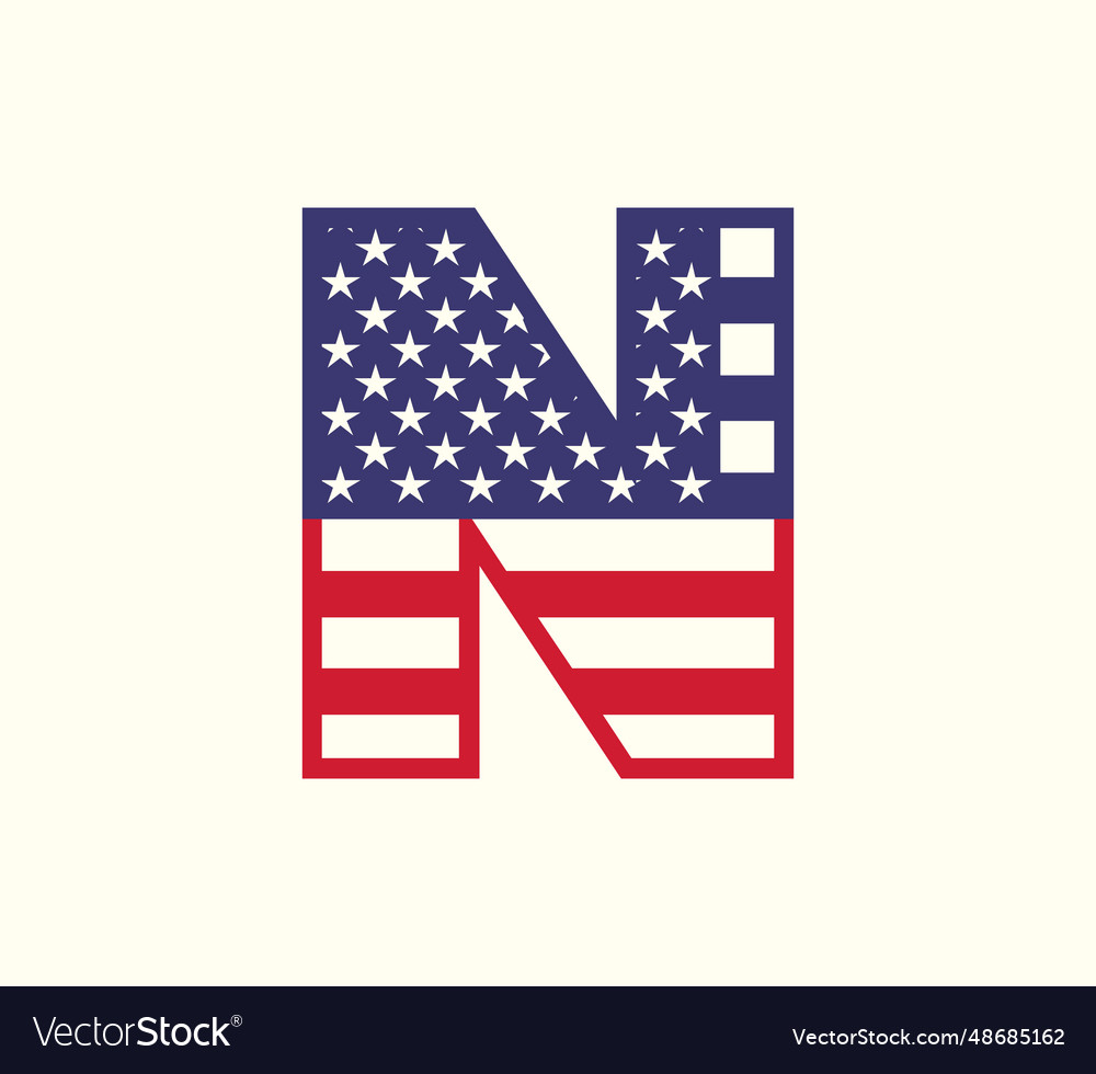 Usa letter n capital american flag logo