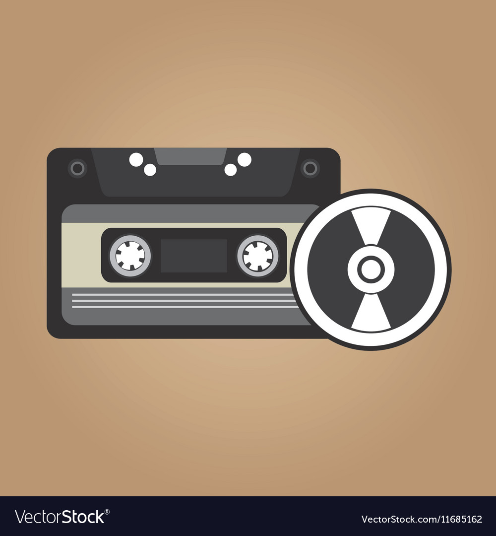 Vinyl disk retro cassette Royalty Free Vector Image