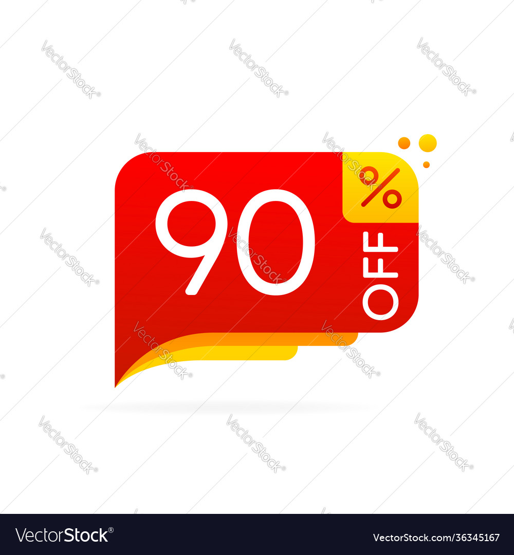 90 percent off discount nameplate on a white