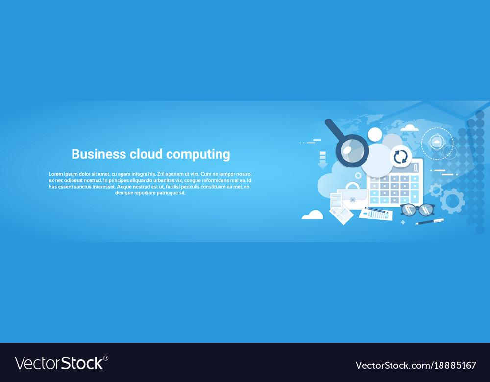 Business Cloud Computing Template Web Banner With Vector Image