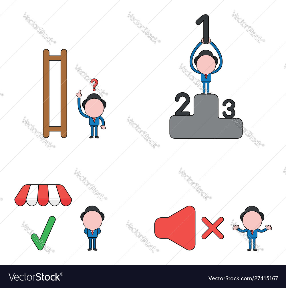 Businessman character set black outlines vector image Businessman character set black outlines