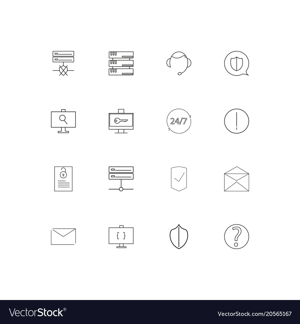 Cyber security simple linear icons set outlined