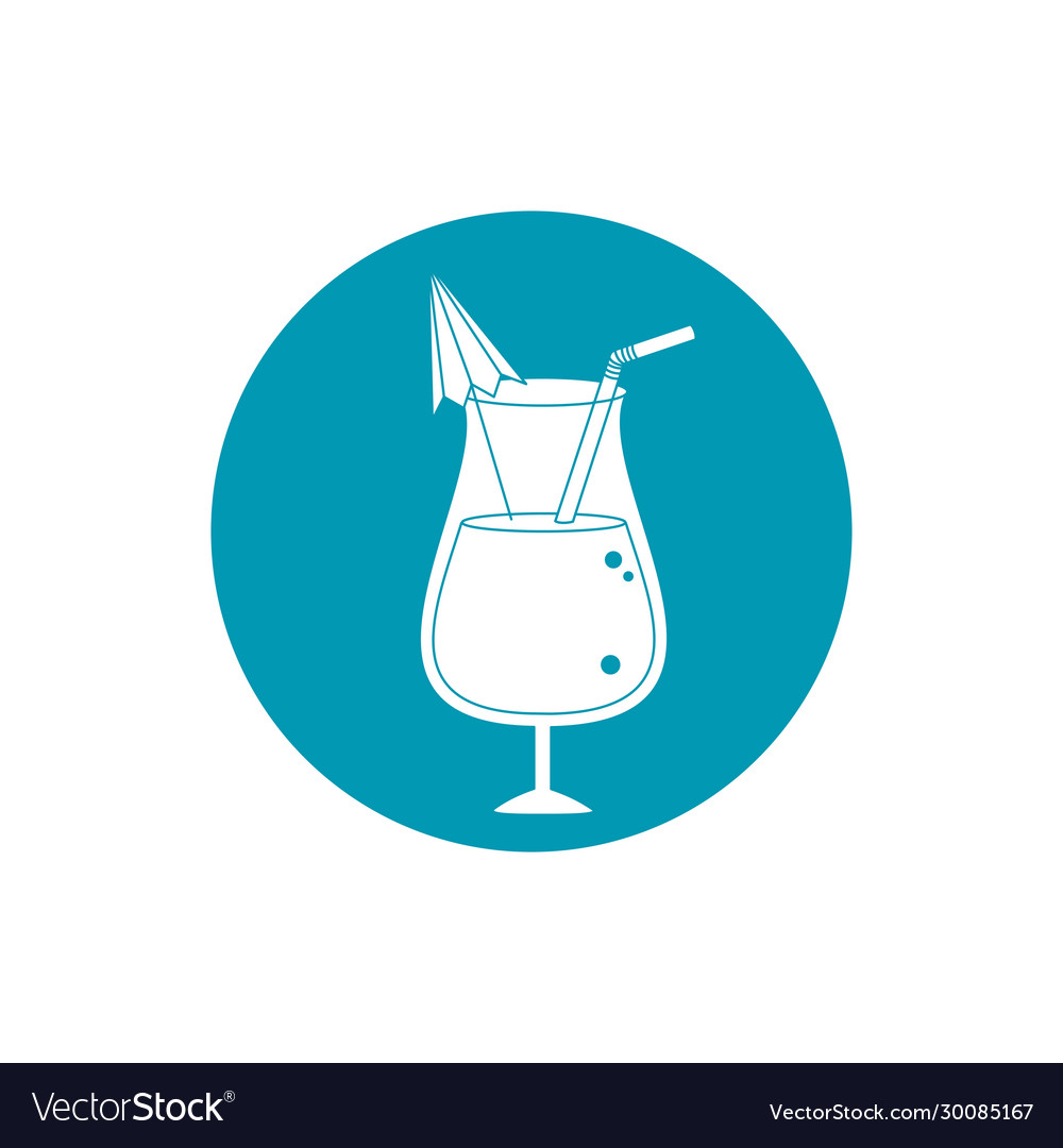 Drinks glass cocktail with umbrella and straw blue